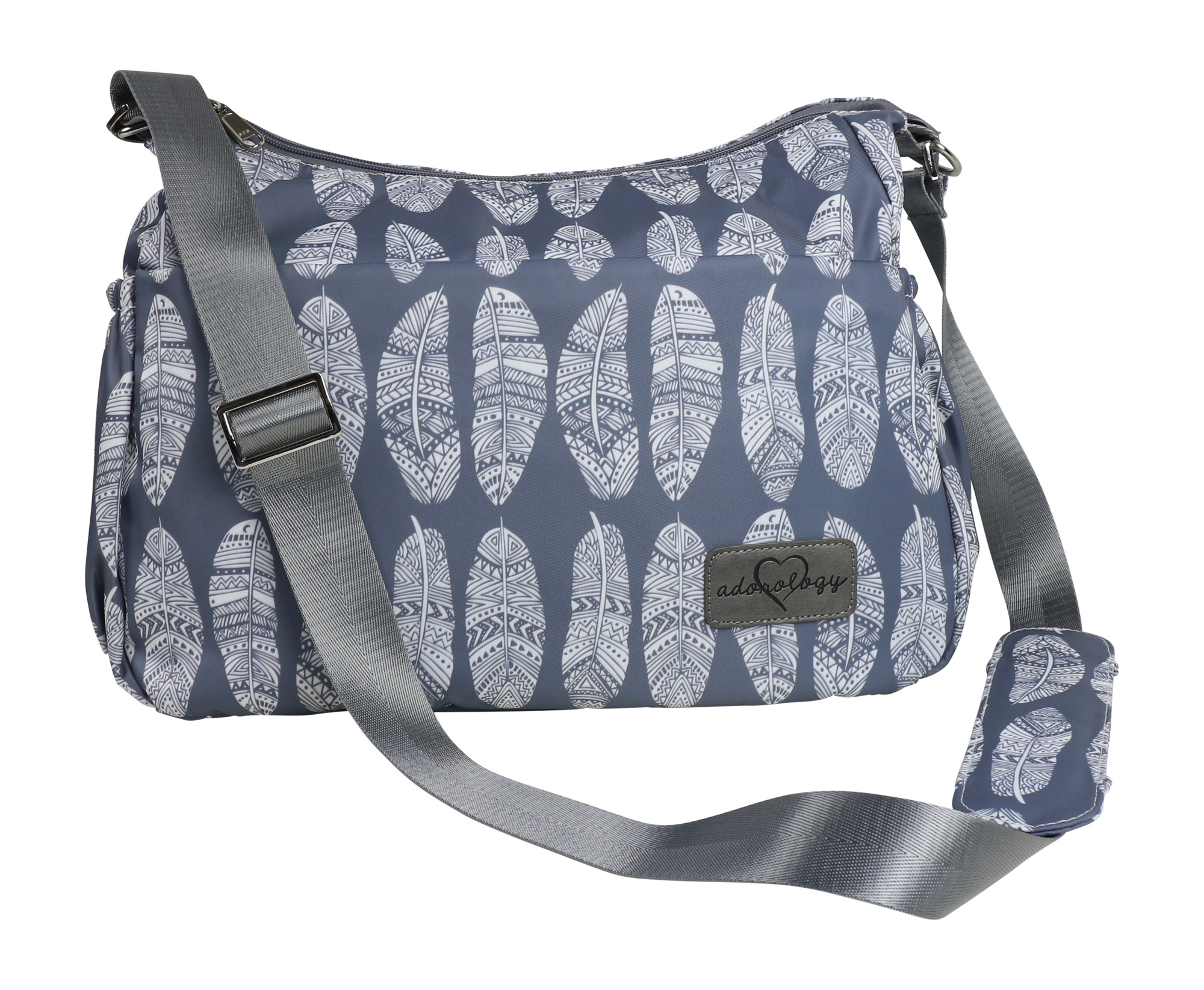 Skidaddle Adjustable Shoulder Strap Included Changing Pad Tote Diaper Bags, Chevron  Grey and White 